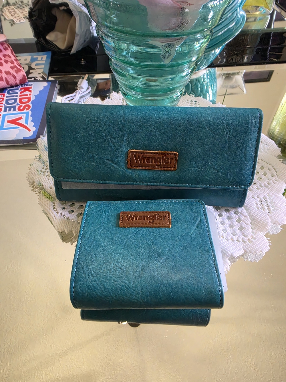 Wrangler Teal Leather Wallet & Coin Pouch Set - Picture 5 of 5